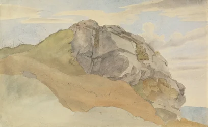 Rocky Outcropping (recto), Rocky Forest with Strollers (verso)